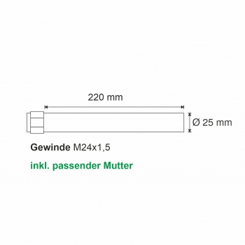 Schmiergewindewelle Ø 25x220 mm 42CrMo4