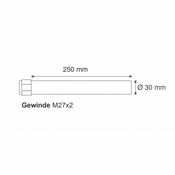 Gewindewelle 42CrMo4, Ø 30x250 mm, induktiv gehärtet, 55-60 HRC