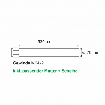 Schmiergewindewelle Ø 70x530 mm C45