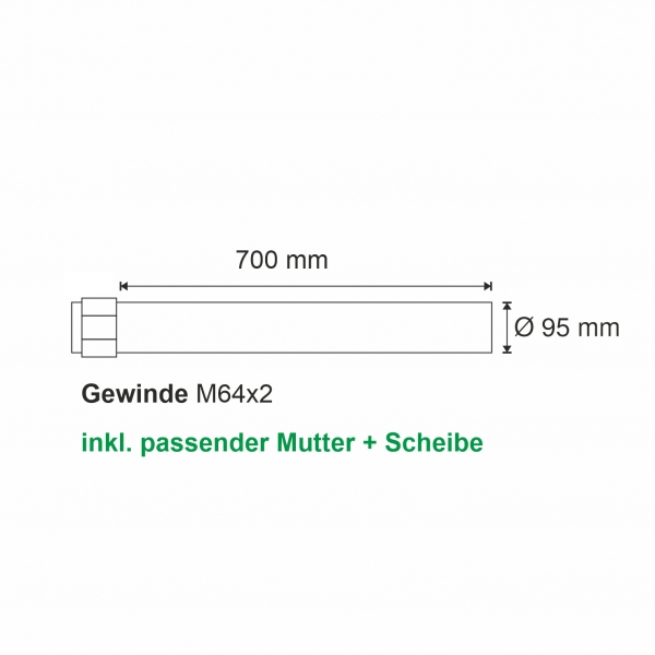 Schmiergewindewelle Ø 95x700 mm 42CrMo4